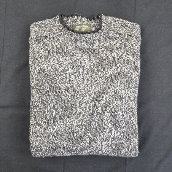 Eddie Bauer Marled Sweater Mens LT Grey Long Sleeve Pullover Lambswool Roundneck - Picture 6 of 6